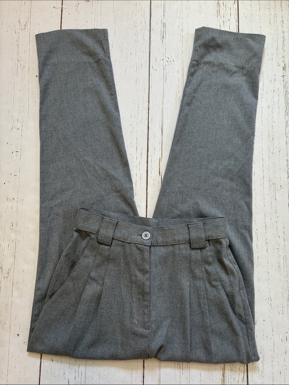 American Apparel Gray Twill Pleated High Waist Pants, size XS